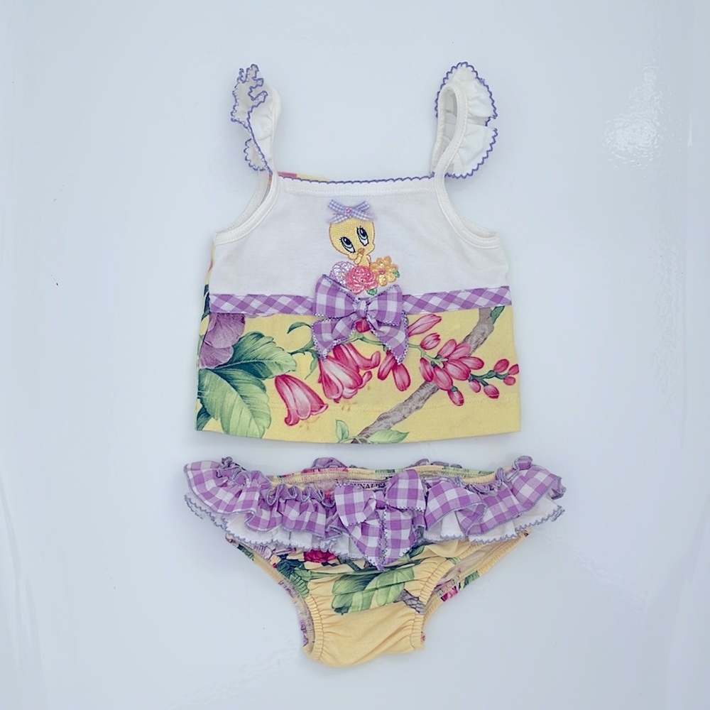 Monnalisa Tweety‎ Bird Girls' Printed Swimsuit w/ Tags Size: 3M